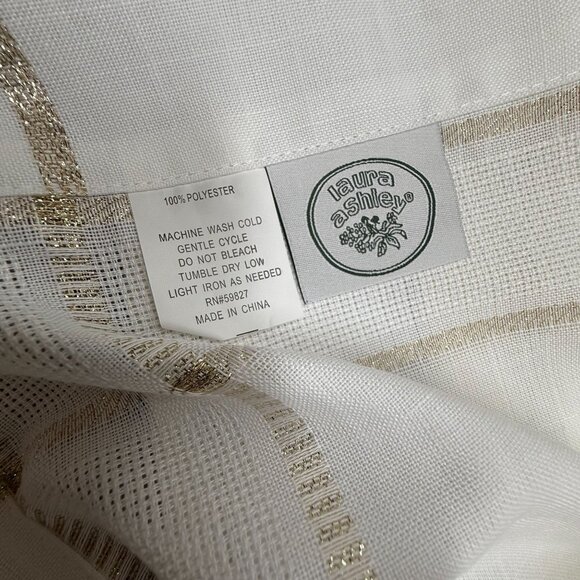 Laura Ashley Lexington Table Runner 14"x90" White Metallic Gold Stripes Elegant - Picture 4 of 7